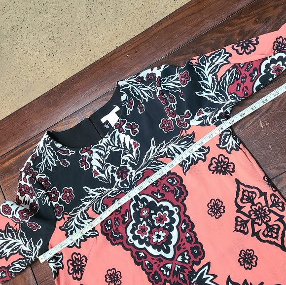 NWT H&M Printed Long Sleeve Dress.Black /White/Coral - Picture 6 of 12